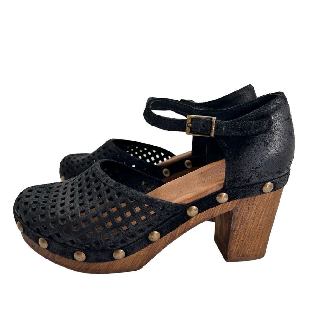 Eric Michael Black Wood Gigi Clog Sandals